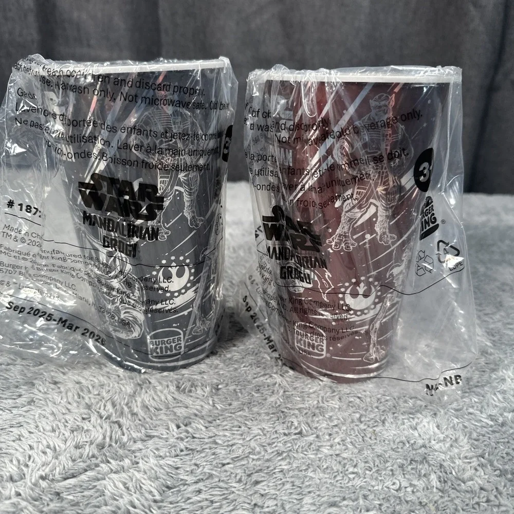 Star Wars Burger King Plastic Cup 2026 The Mandalorian & Grogu Set Of 2 Glasses